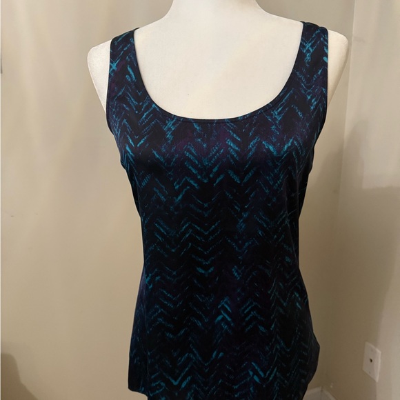 Express Tops - Express Black and Blue Chevron Tank Top